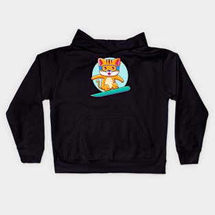 Cute Cat Snowboard Kids Hoodie